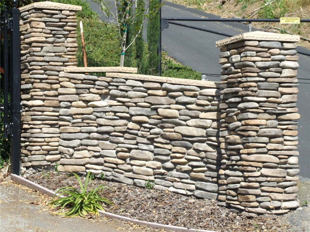 Stacked Rock Wall and Pillars